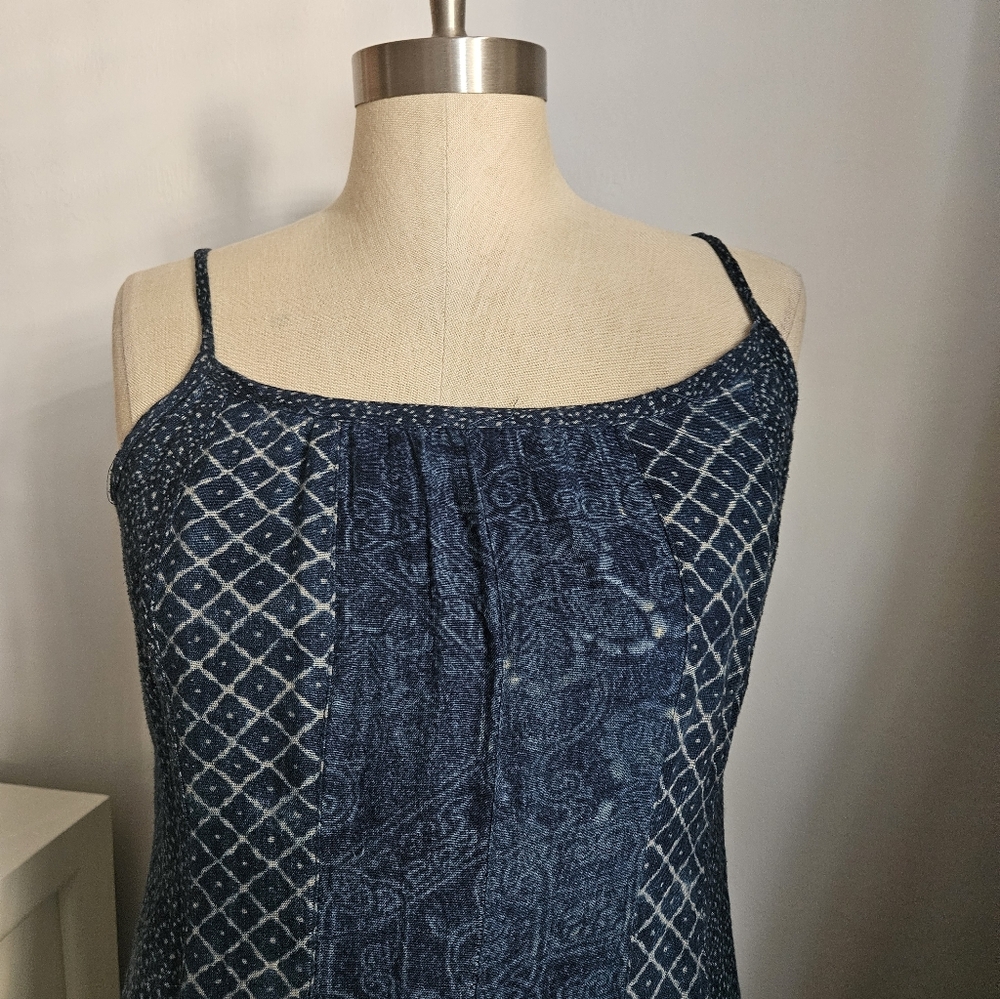 LAUREN RALPH LAUREN Indigo Mixed Pattern Pieced Cotton Dress | SZ 4 - Picture 5 of 9